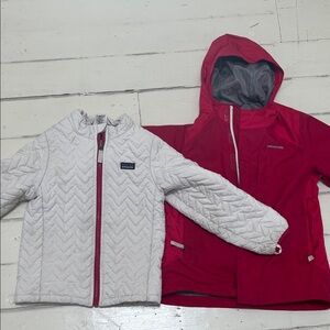 Patagonia 2-Piece Red and White Jacket Shell and Puffer Combo